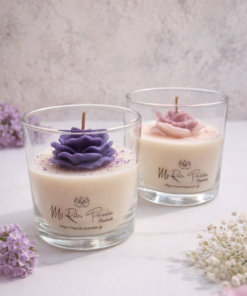 Lavender Bloom Candle χειροποίητο floral κερί σε γυάλινο δοχείο