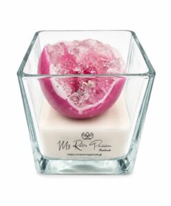 χειροποίητο αρωματικό κερί crystal rose quartz effect