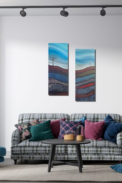 Σετ δύο κάθετοι πίνακες με αφηρημένα layers εδάφους