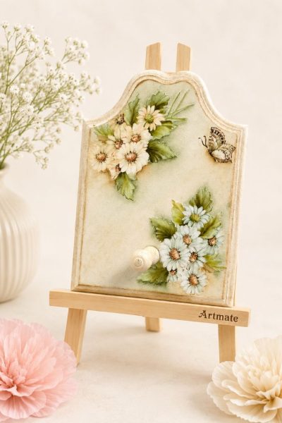 χειροποίητη κρεμάστρα τοίχου floral vintage