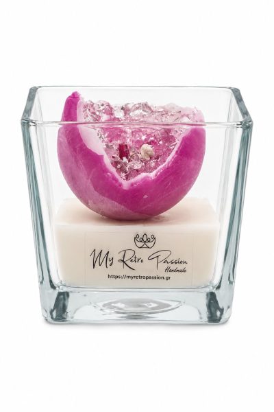 χειροποίητο αρωματικό κερί crystal rose quartz effect