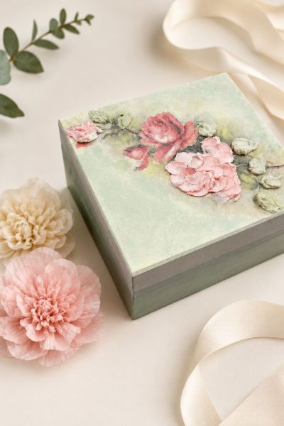 χειροποίητο διακοσμητικό κουτί floral vintage